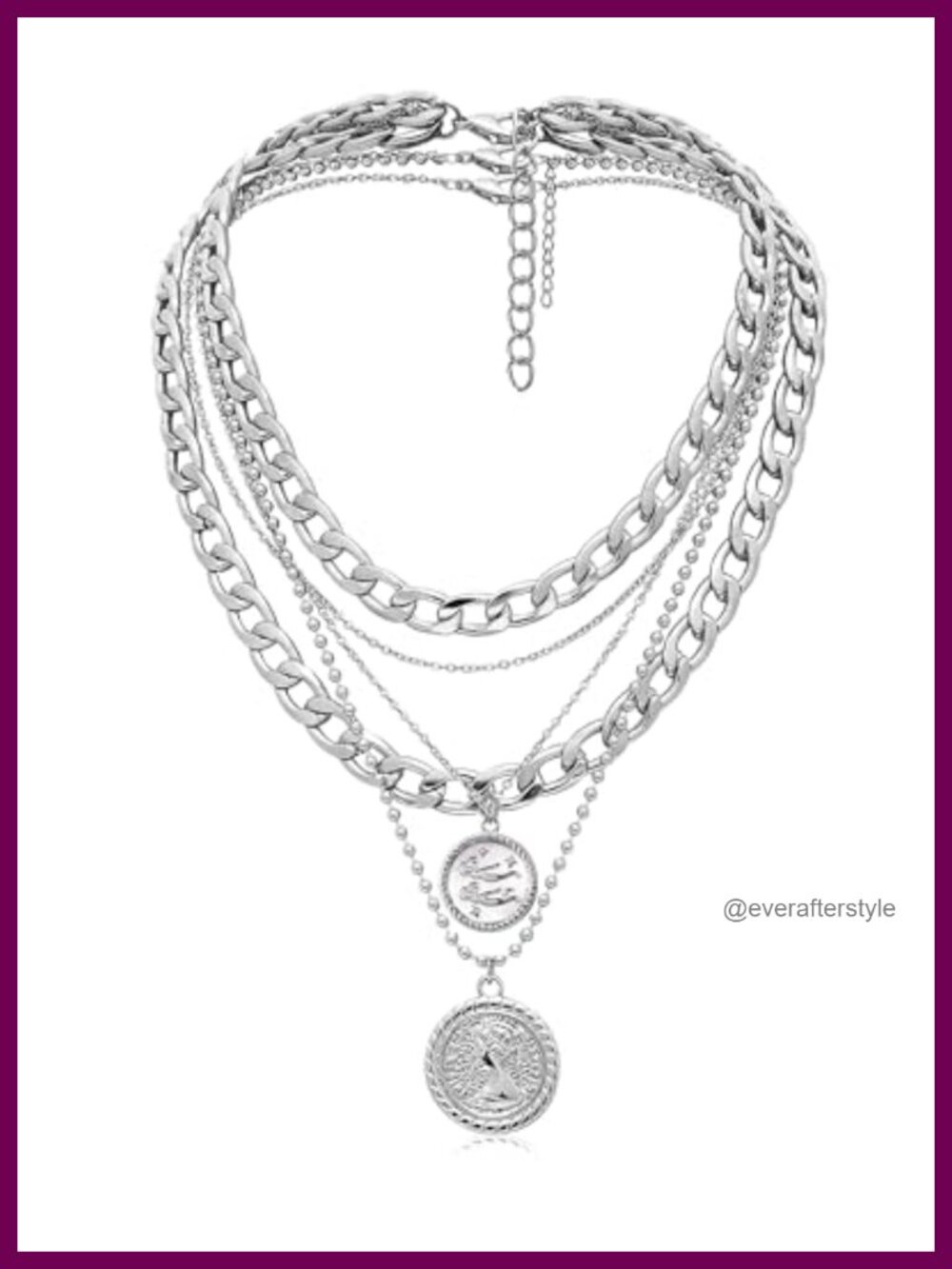 Layered Necklaces for Women Trendy Retro Coin Pendant Dainty Chunky Chain Set